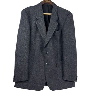 Jack Fraser 100% Virgin Wool Blue Flecked Vintage Tweed Sport Coat Blazer 44T